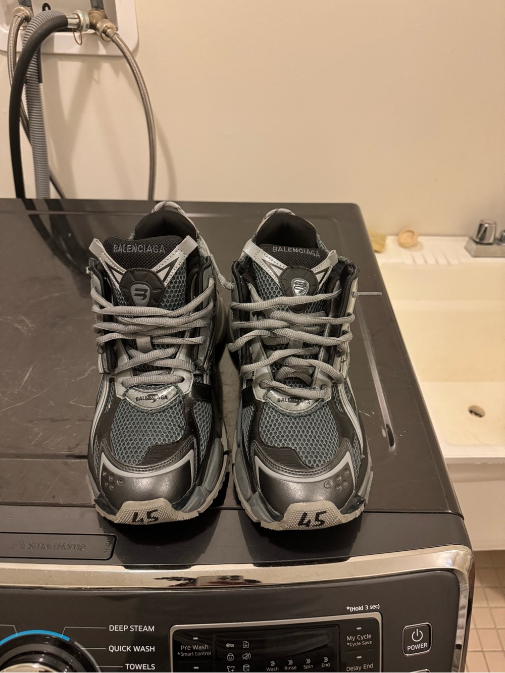 Balenciaga Men's Black and Gray Track Runner Sneakers